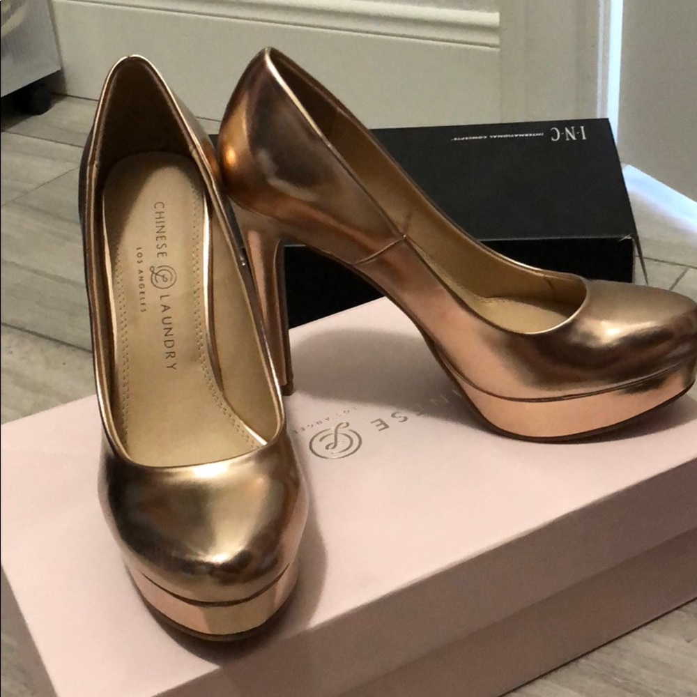 Rose gold pumps